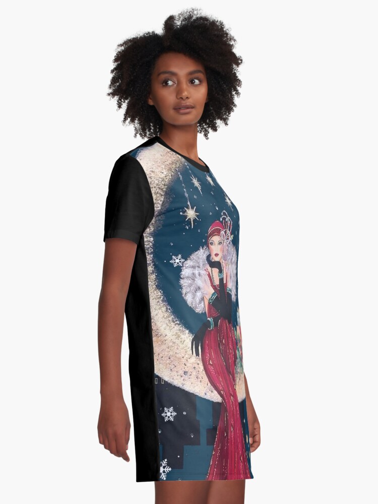 Alternate view of FLAPPER : Vintage High Style Beautiful Print Graphic T-Shirt Dress