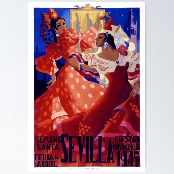 Item preview, Spain 1945 Seville April Fair Travel Poster designed and sold by retrographics.