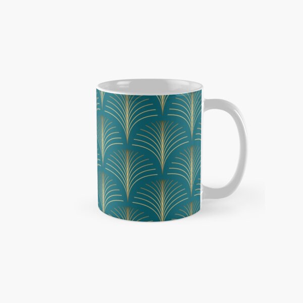 Item preview, Art Deco Golden Floral Fans And Turquoise Green designed and sold by Gabriela Simon.