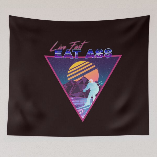 Item preview, Retro Vaporwave Ski Mountain | Live Fast Eat Ass | Shirts, Stickers, and More! designed and sold by KlehmInTime.