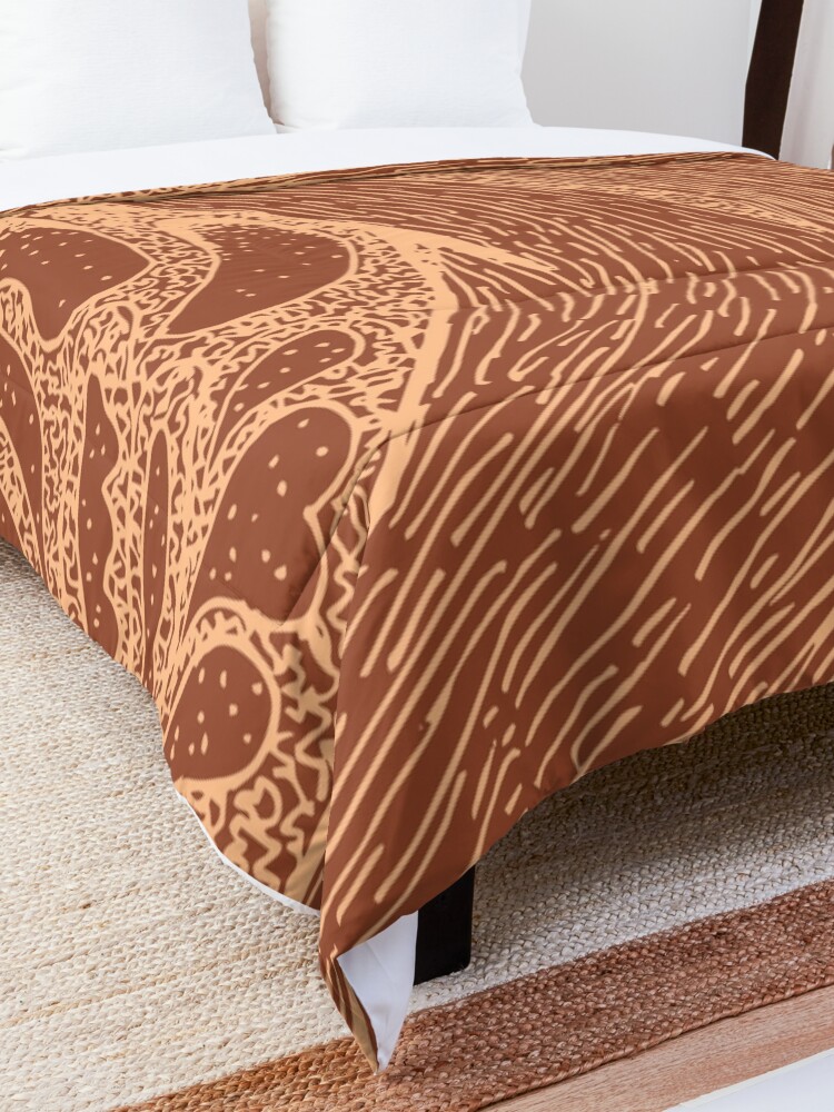 Alternate view of Mud Wave 1 - Abstract Lines - Terracotta Abstract - Modern, Contemporary Print - Brown, Burnt Orange Comforter