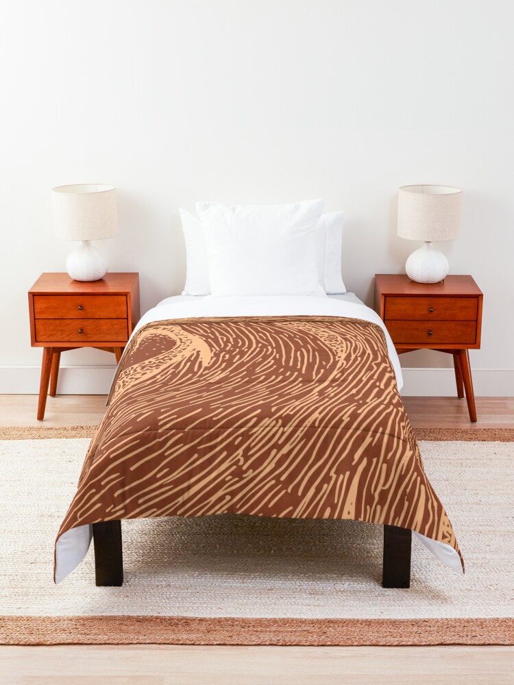 Alternate view of Mud Wave 1 - Abstract Lines - Terracotta Abstract - Modern, Contemporary Print - Brown, Burnt Orange Comforter