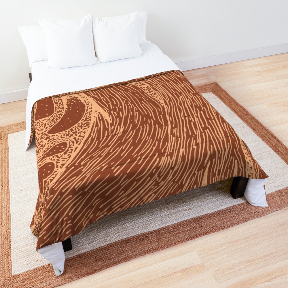Mud Wave 1 - Abstract Lines - Terracotta Abstract - Modern, Contemporary Print - Brown, Burnt Orange Comforter