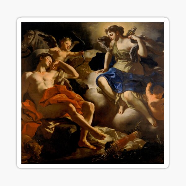 Francesco Solimena-Diana and Endymion Sticker