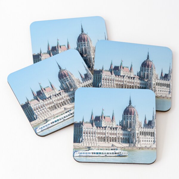 Item preview, Hungarian Parliament Building in Budapest and white tour boat designed and sold by Ulysse Pixel.