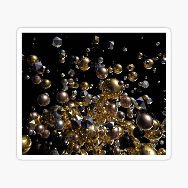 Elegant Abstract Geometry Explosion -Gold and Silver,Black- Sticker