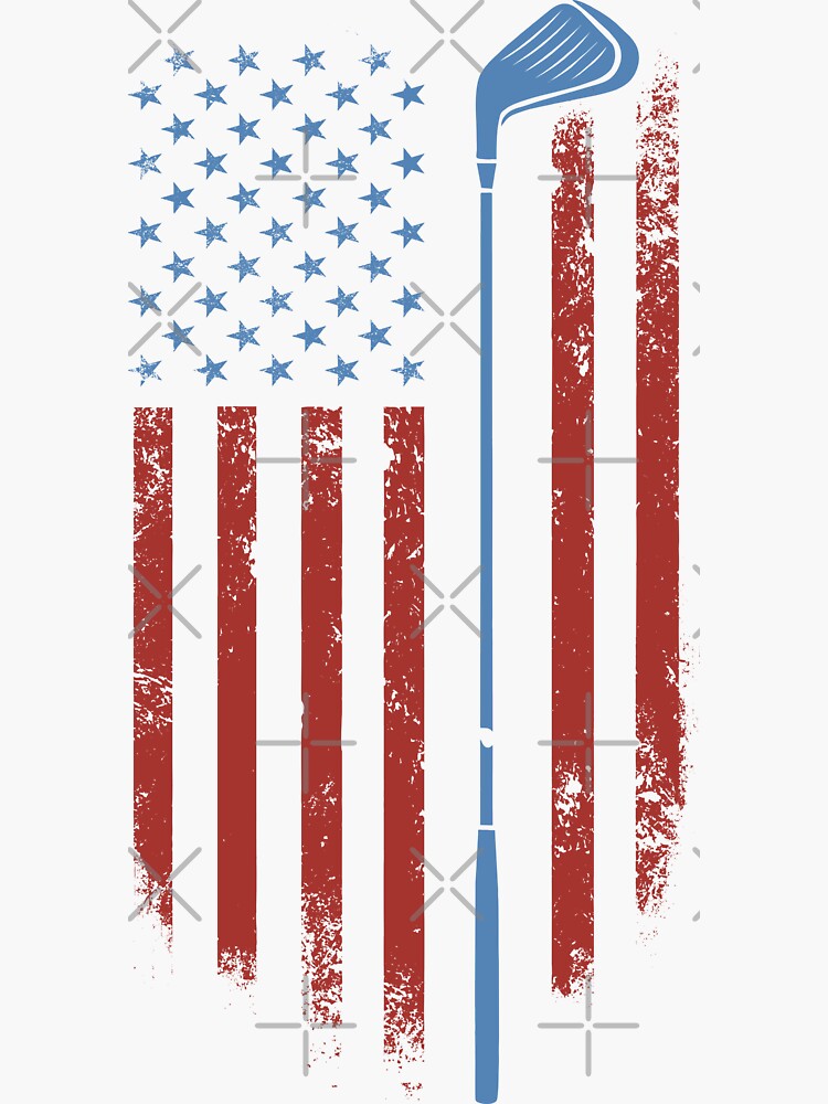 "American Flag Golf Golf Club Sports for Golf Player " Sticker for