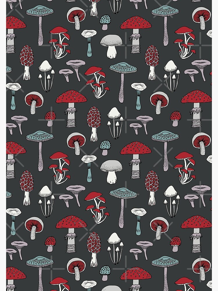 Thumbnail 3 of 3, Journal, Midnight Mushrooms - fun fungus pattern by Cecca Designs designed and sold by Cecca-Designs.