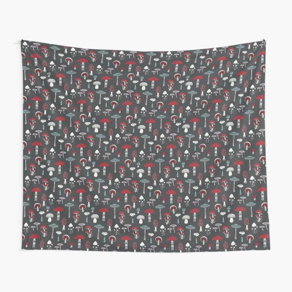 Midnight Mushrooms - fun fungus pattern by Cecca Designs Tapestry