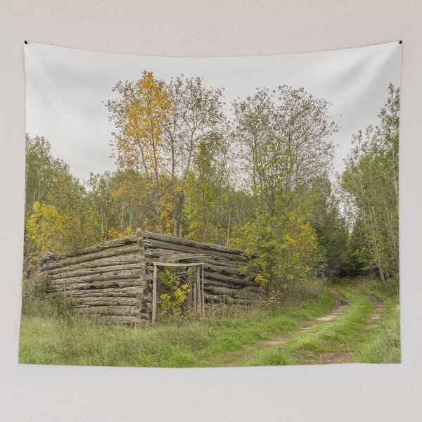 Item preview, Reclaimed by Nature - Abandoned Log Hut in the Woods designed and sold by Georgia Mizuleva.