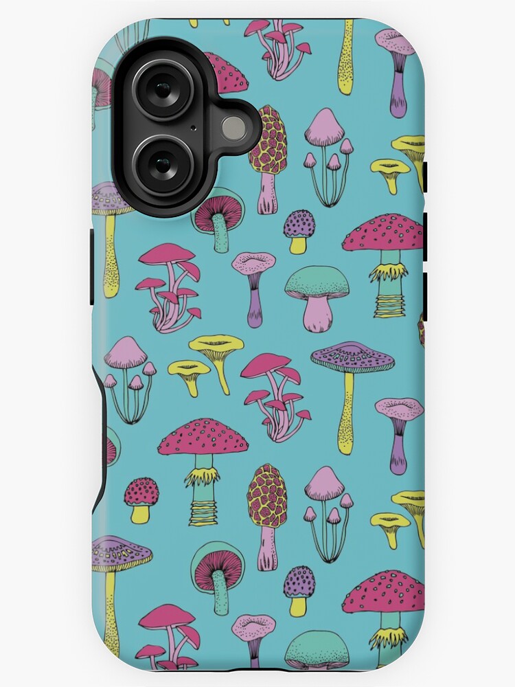 Thumbnail 1 of 4, iPhone Case, Workout Mushrooms - fun fungus pattern by Cecca Designs designed and sold by Cecca-Designs.