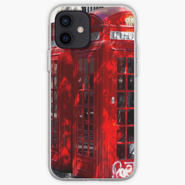 cabines telephoniques avec un graffiti à Londres Coque souple iPhone