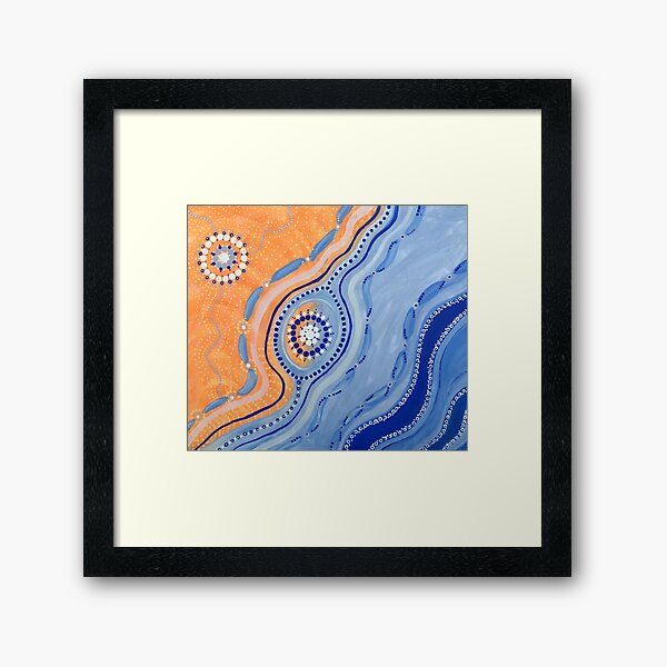 Authentic Aboriginal Art -Bush to beach Framed Art Print