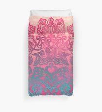 Ombre Folk Art Doodle Duvet Cover