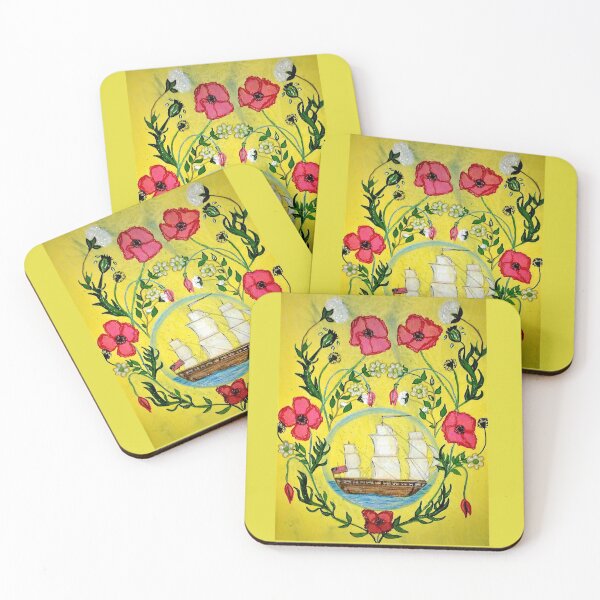 Item preview, voyage to east india poppies historic painting mysticladyart mariner ships designed and sold by mystic lady vintage art and fashion designs.
