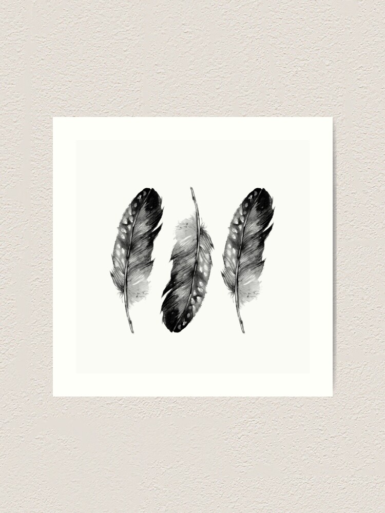 Black and White Feather Plumes Print