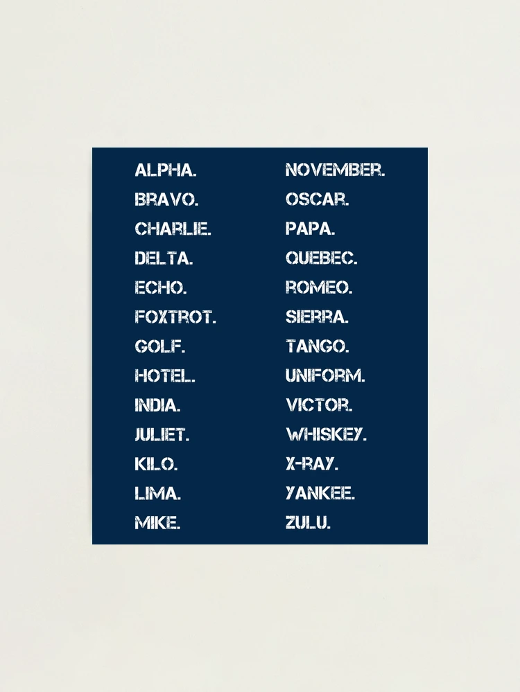 Phonetic Alphabet Photographic Print