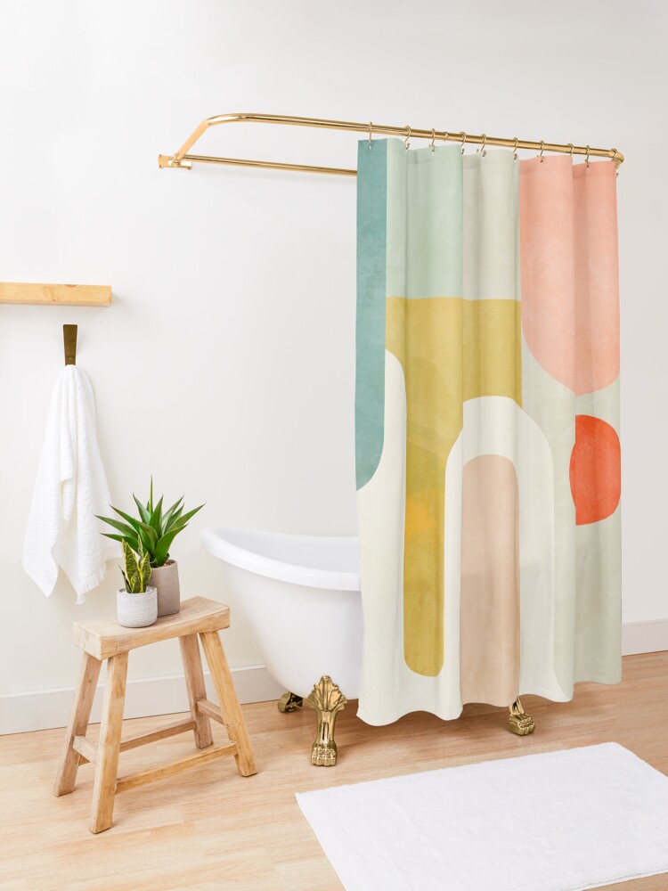 Alternate view of Geometry shapes abstract 9 Shower Curtain