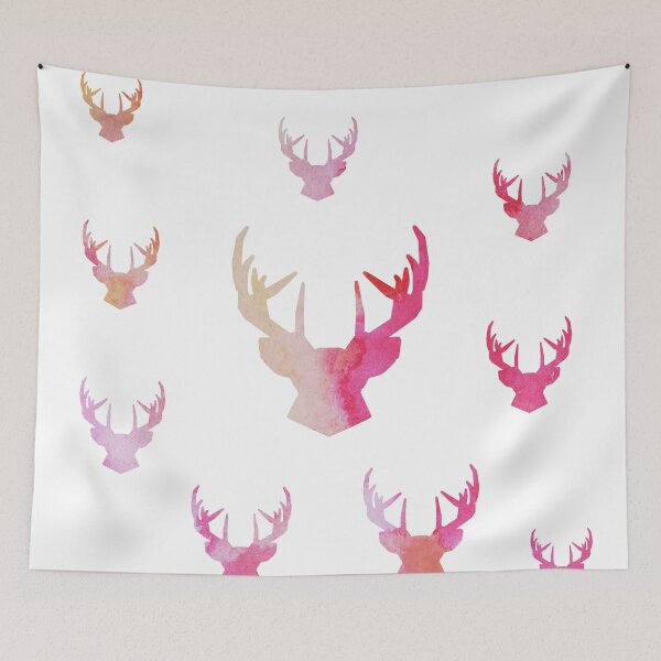 Item preview, stag heads in pink designed and sold by RosalieReeves.