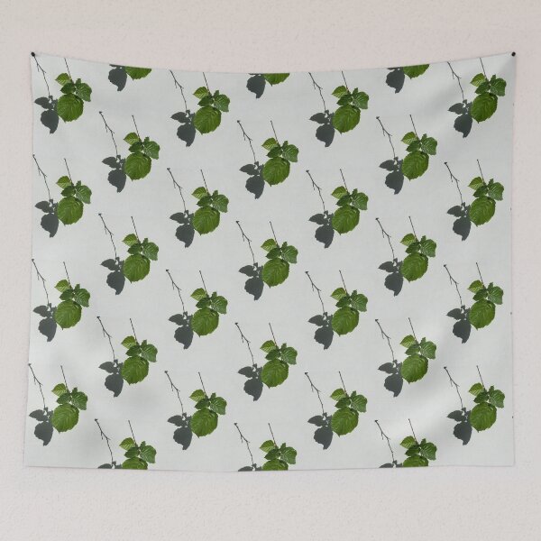 Item preview, Sophisticated Shadows - Glossy Hazelnut Leaves on White Stucco - Vertical View Down Left  designed and sold by Georgia Mizuleva.