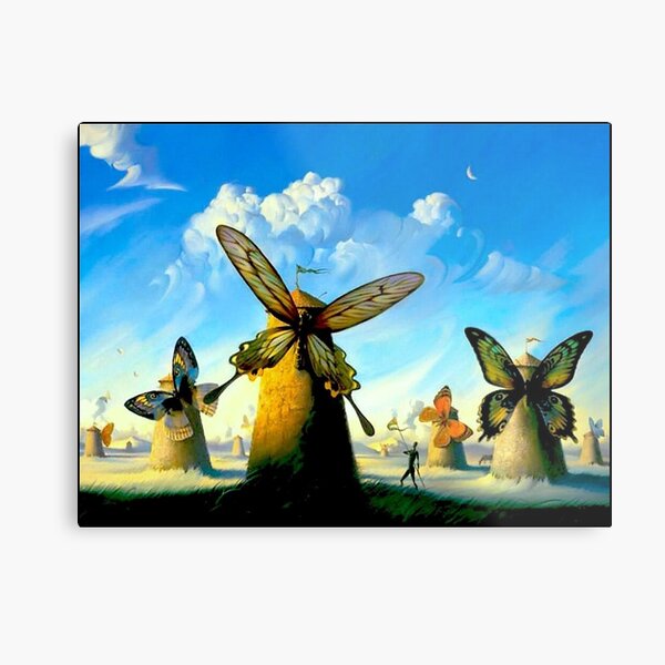 BUTTERFLY WINDMILLS Vintage Abstract Print Metal Print