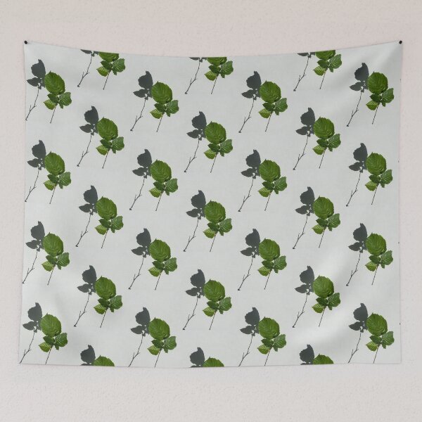Item preview, Sophisticated Shadows - Glossy Hazelnut Leaves on White Stucco - Vertical View Upwards Left  designed and sold by Georgia Mizuleva.