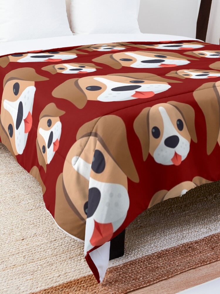 Alternate view of Dog emojis pattern on brown Comforter