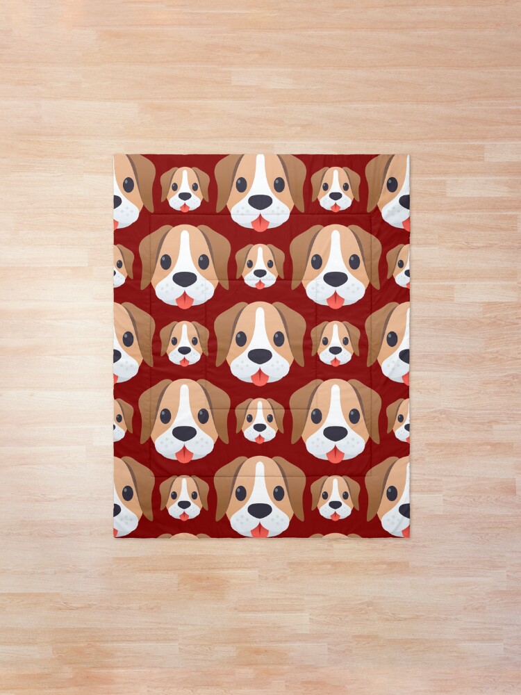 Alternate view of Dog emojis pattern on brown Comforter