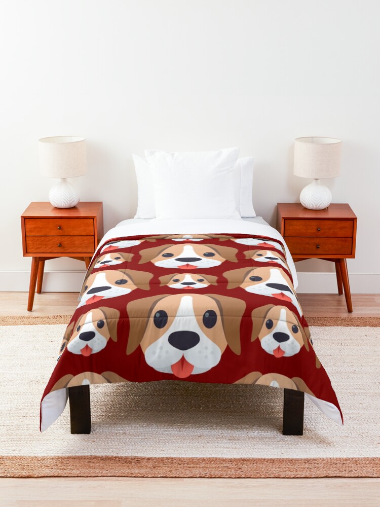Alternate view of Dog emojis pattern on brown Comforter