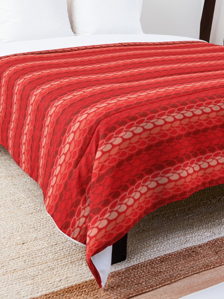Alternate view of Faux slip stitch crochet pattern with red hues Comforter
