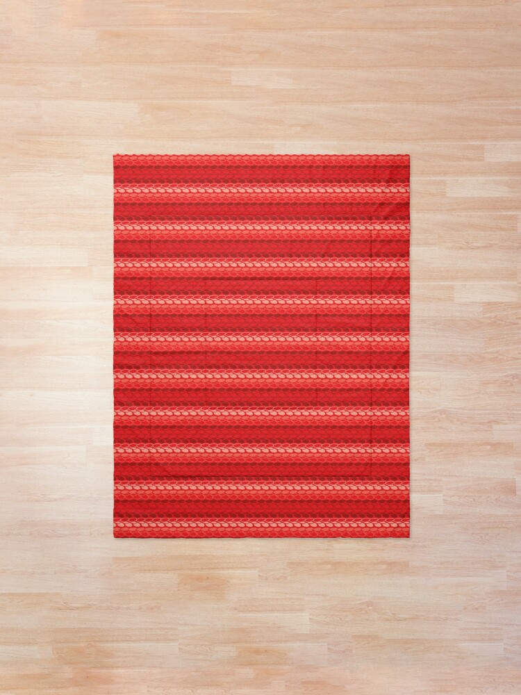Alternate view of Faux slip stitch crochet pattern with red hues Comforter