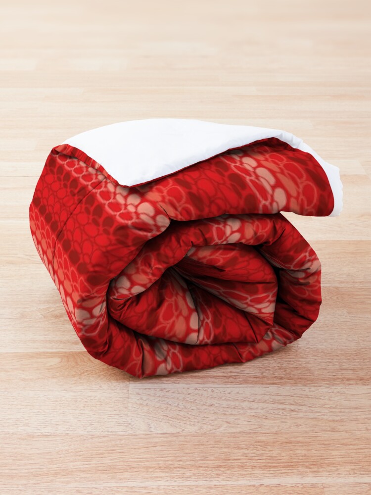 Alternate view of Faux slip stitch crochet pattern with red hues Comforter