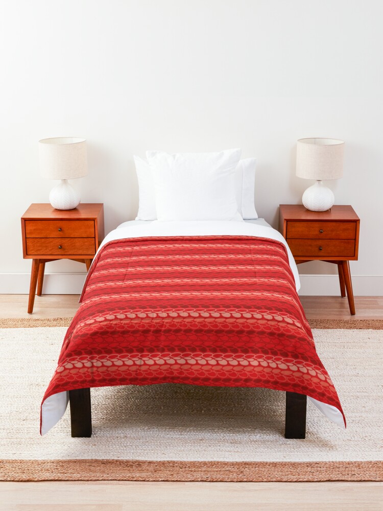 Alternate view of Faux slip stitch crochet pattern with red hues Comforter
