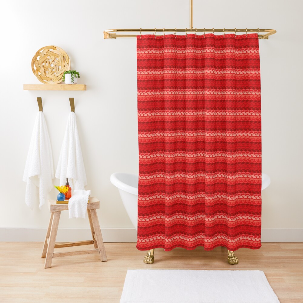 Faux slip stitch crochet pattern with red hues Shower Curtain