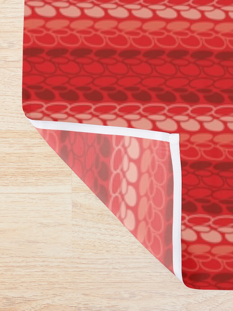 Alternate view of Faux slip stitch crochet pattern with red hues Shower Curtain