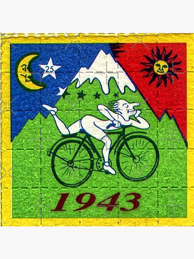 "Bicycle Day LSD Blotter Art Tabs" Sticker by cheesejake