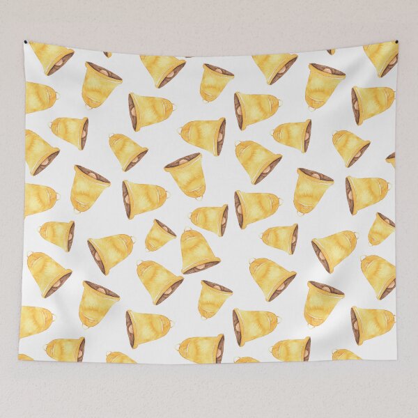 Item preview, Watercolor hand drawn illustration seamless pattern background with golden bells on white designed and sold by FuzzyLogicKate.