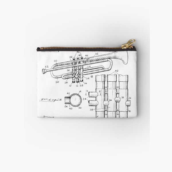 Artikelvorschau, Trompete 1939 Patent - Schwarz entworfen und verkauft von InkedArtPrints.