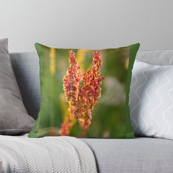 Wild pink flowers from Meadow flower collection Throw Pillow