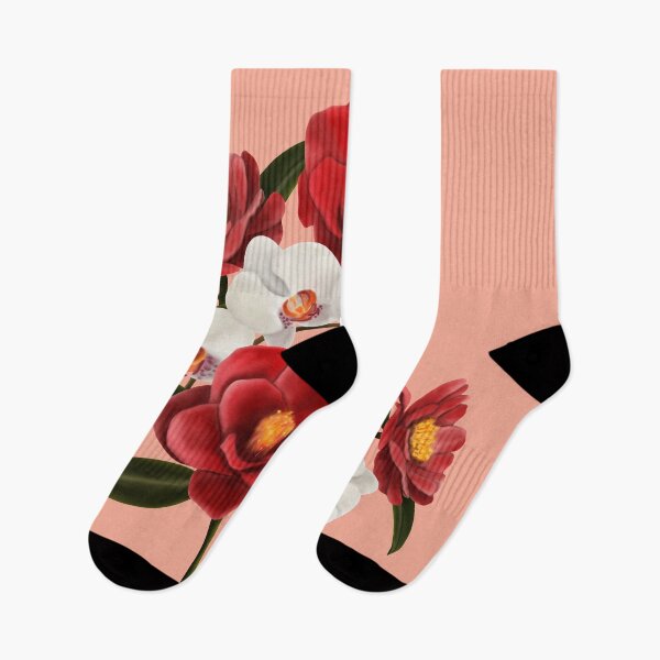 Item preview, Camellia and orchid bouquet on pink designed and sold by patternsbymira.