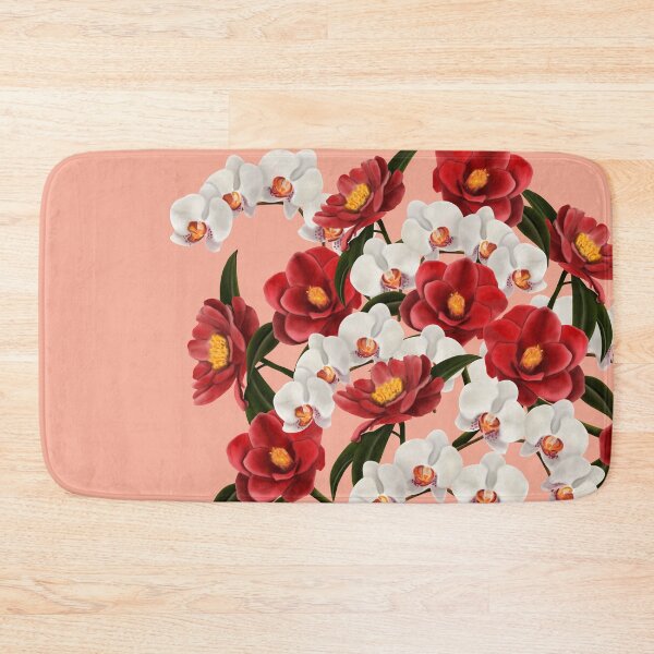 Item preview, Large camellia and orchid bouquet on pink designed and sold by patternsbymira.