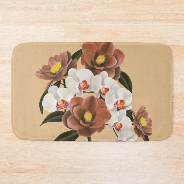 Item preview, Camellia and orchid bouquet in beige designed and sold by patternsbymira.
