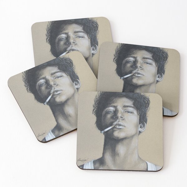 Item preview, charcoal man smoking cigarette designed and sold by Nicole Weyer.