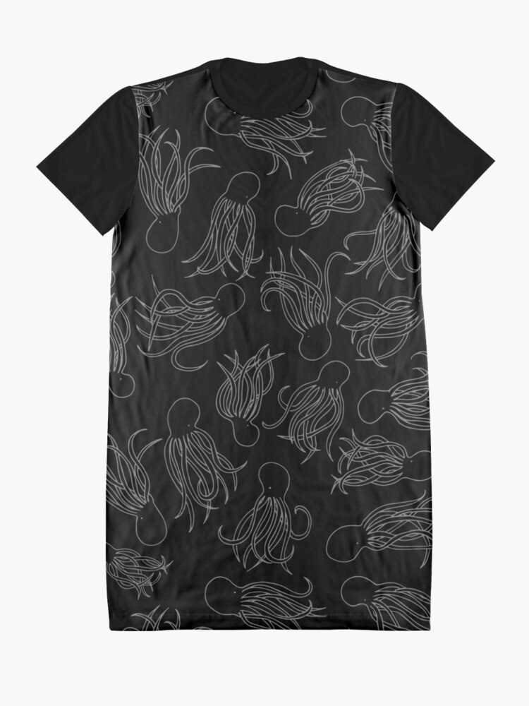 Alternate view of Grey Squids on Black Graphic T-Shirt Dress