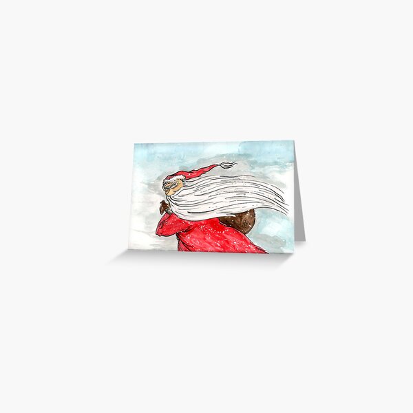 Snow Storm Santa Greeting Card