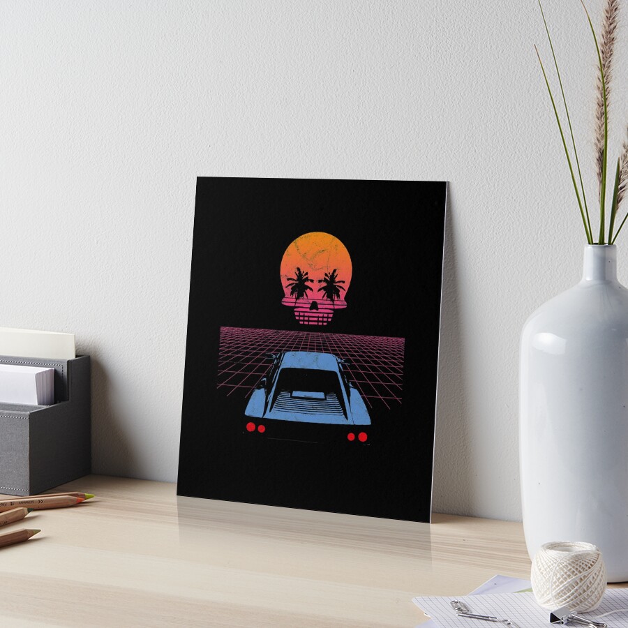 Synthwave Retrowave Aesthetic Vintage Drive Sunset 80s Skull