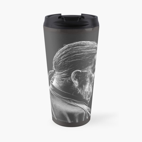 Street Photography - longhaird bearded man Travel Mug