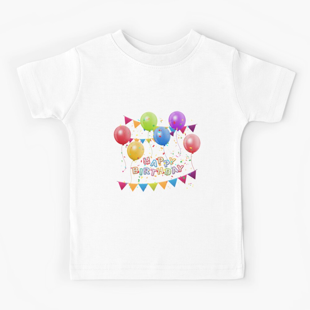 Happy birthday with balloons and confetti | Kids T-Shirt