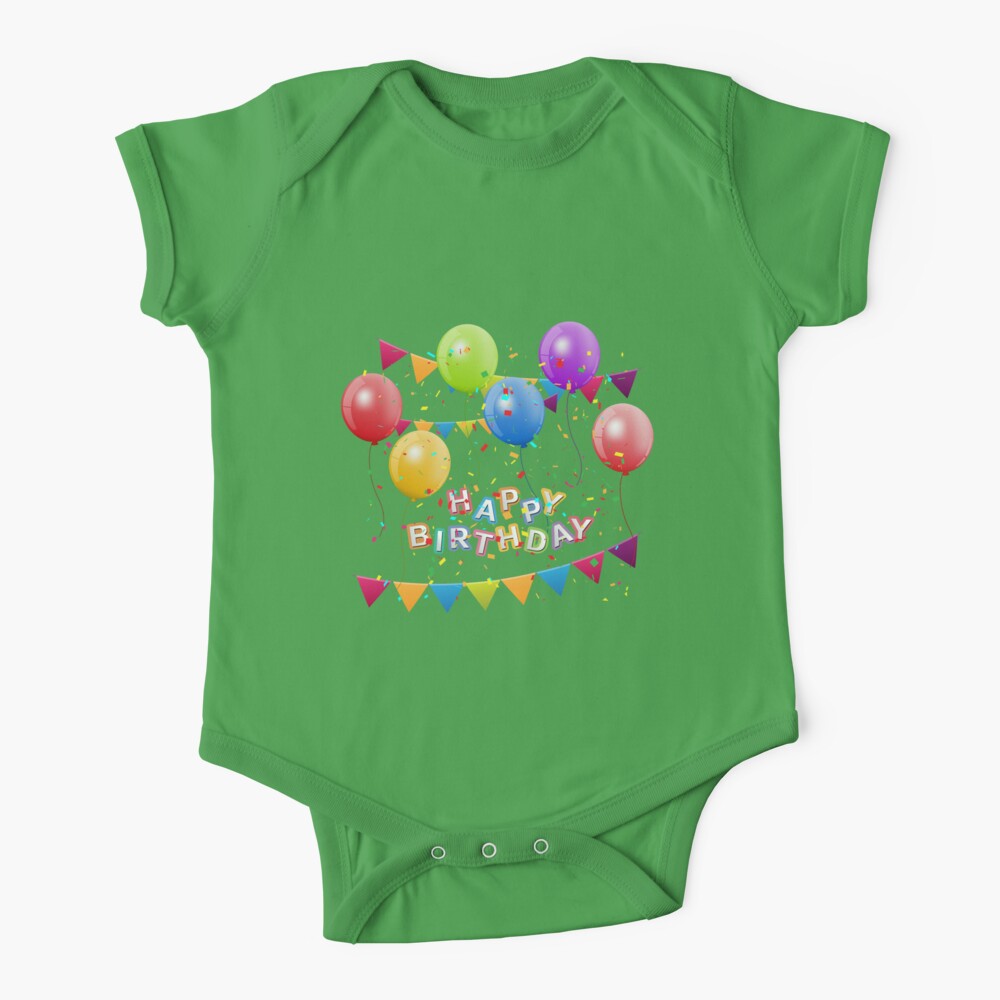 Happy birthday with balloons and confetti Baby One-Piece by