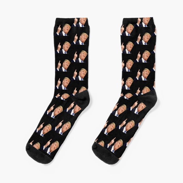 Vista previa del artículo con la obra «Divertidos calcetines Trump», diseñado y vendido por ShotgunSocks.